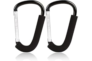 BEILAN Large Carabiner Clip Stroller Hooks: 6.3" D Shape Large Buggy Carabiner Hook - Mommy Hook for Stroller Heavy Duty - Pram Pushchair Stroller Clip - Shopping Accessories Bag Holder Hook