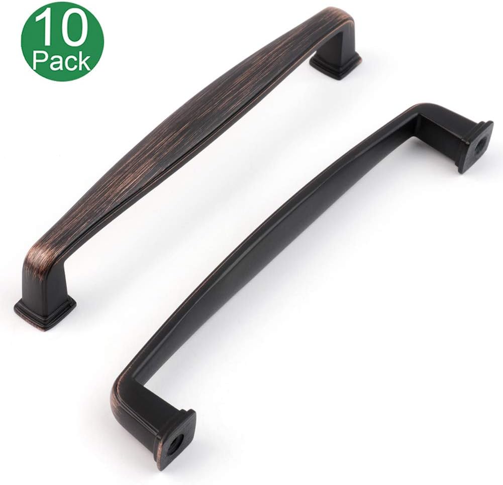KOOFIZO Square Foot Cabinet Arch Pull - Oil Rubbed Bronze Furniture Handle, 5 Inch/128mm Screw Spacing, 10-Pack for Kitchen Cupboard Door, Bedroom Dresser Drawer, Bathroom Furniture Hardware