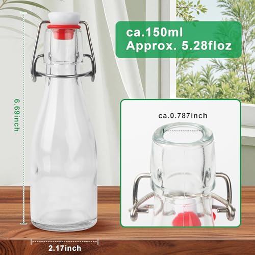 BUCOMTU Pack of 10 Glass Bottles 150 ml with Swing Stopper, Glass Bottles for Filling, for Liquor Bottles, Syrups, Drinks, Cooking Oils, Flavoured Vinegars (Pack of 10 - 150 ml)