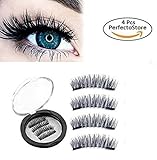 Full Size Dual Magnetic False Eyelashes Set (4 pieces) - Handmade 3D Fake Magnetic Lashes Extension - Best Reusable and Easy to Apply Ultra Thin Dual Magnet System Soft & Comfortable, Natural Look