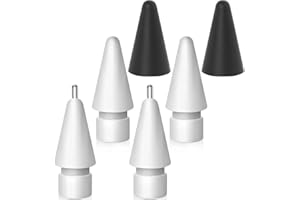 SIXFU Tips for Apple Pencil Tips, Pen Like Slender Metal Precise Control Fine Point Tips for Apple Pencil 2nd Generation, 1st Gen iPencil Replacement Paper Like Tip Cover for iPad Pencil 2 Nib(6 Pack)