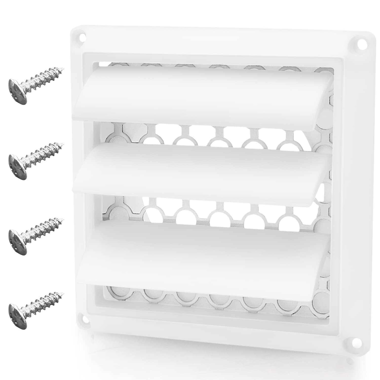 Photo 1 of Funmit 4" Dryer Vent Cover Outdoor Perfect for 4 Inch Dryer Vent Hose with Metal Screen includes 4 Screws for Easy Installation