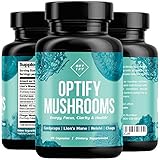 OPTIFY Mushroom Supplement - Lions Mane, Cordyceps, Reishi & Chaga - Nootropic Brain Supplement & Immune System Booster for Natural Energy, Stress Relief, Focus, Memory, Wellness - 90 Capsules