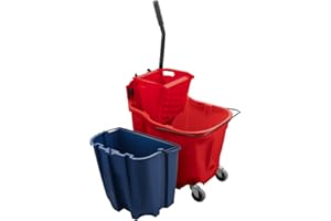 Carlisle FoodService Products Mop Bucket with Side-Press Wringer & Soiled Water Insert for Floor Cleaning, Restaurants, Offic