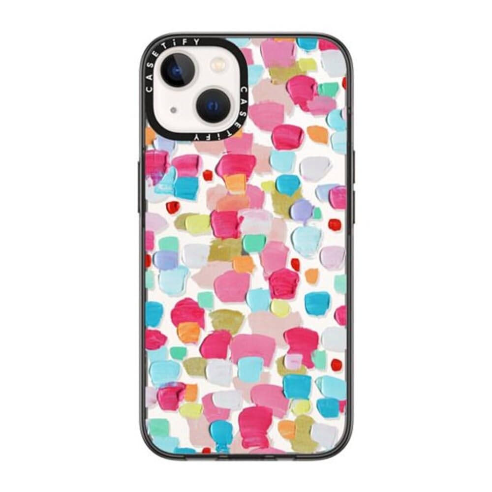 CASETiFY Compact iPhone 14 Case [2X Military Grade Drop Tested / 4ft Drop Protection] - Magenta Confetti - Clear Black — image 1