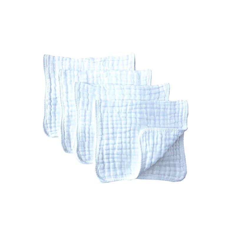 Synrroe Muslin Burp Cloths 4 Pack Large 20″ by 10″ 100% Cotton 6 Layers Extra Absorbent and Soft