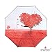Sharpty Inverted Umbrella for Women - Windproof & Reverse - Easy to Open and Close - Upside Down & C-Shaped Handle - Rain & Wind Resistant - For Travel - Love Tree