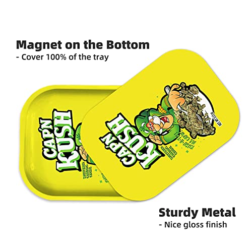 FANVA Rolling Tray with Magnetic Lid - Mini Metal Rolling Tray with Spill Proof Cover - Cute Decorative Tray - Perfect Storage for Home or On-The-Go-Small Size - 7\