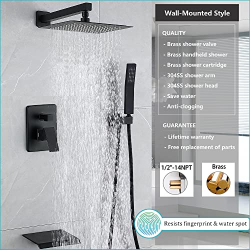 YESIMI Bathtub Shower System Matte Black All Metal Tub Shower Faucet