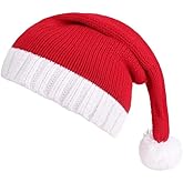 Santa Hat Xmas Beanie Christmas Hat Adult Women Men Knitted Cap Red Knit Beanie