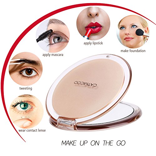 Catmicoo 7X Magnifying Mirror & 1X Mirror,3.5" Wide,Round Compact Travel Mirrors (Burgundy)