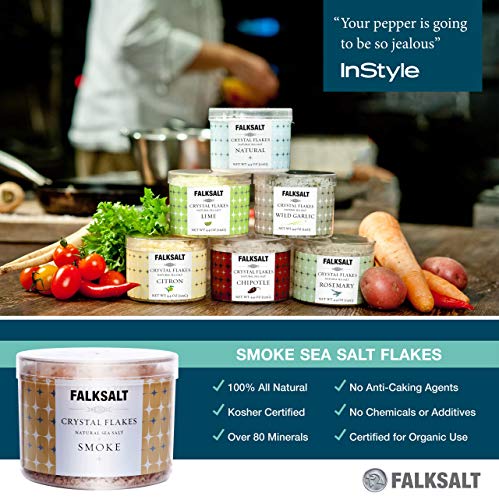 FALKSALT Smoked Sea Salt Flakes - Comparable to Maldon - Finishing Mediterranean Sea Salt Flakes for Meat, Poultry, Seafood, Pasta, Veggies, Sweets, & Cocktails [2.47oz - 5 Flavors Available] - Thumbnail 2