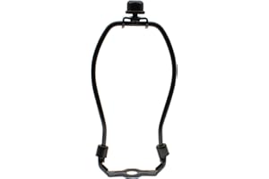 6 inch Lamp Shade Harp Holder Kit Heavy Duty Horn Frame Lampshade Bracket with Solid lamp finial Cap for Table and Floor Lamps [FDXGYH，Black]
