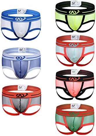 ARCITON Men's Sexy Low Rise Jock Strap Thong Pack of 7 US XS/with Tag S(Waist: 26"- 29") 7 Colors/Pack 2017PH