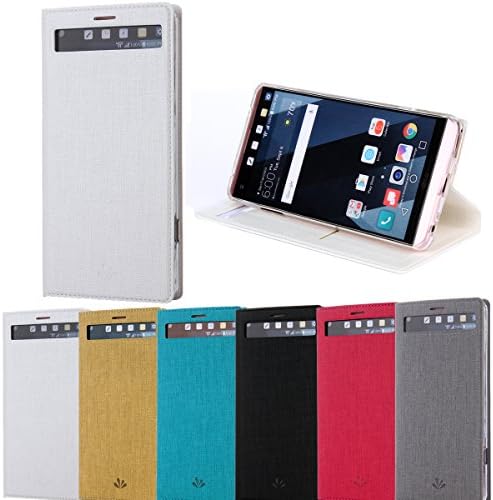 LG V20 case Premium Leather PU Flip Wallet Case with View Window Stand Kickstand Card Holder Magnetic Closure TPU bumper full cover slim Leather Case for LG V20(White)