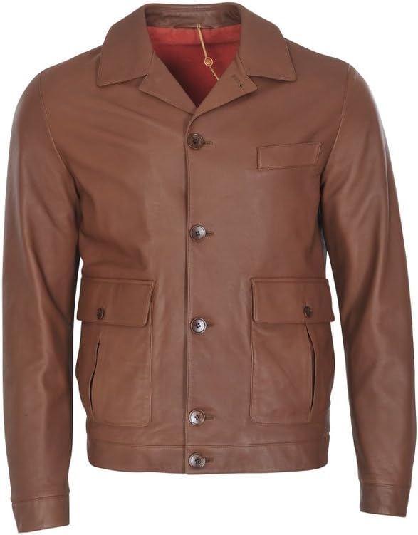 Loro Piana Jacket Men's Brown Lamb Leather Casual L