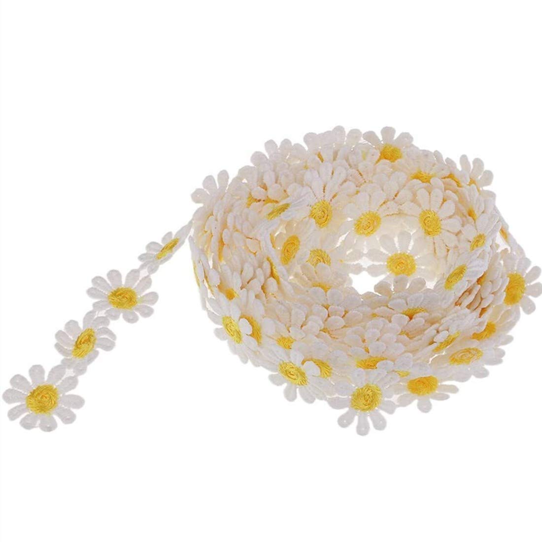 7 Yards Floral lace Trimming, Embroidered lace Daisy Floral lace Applique Sewing Embellishment Process (7 Yards)