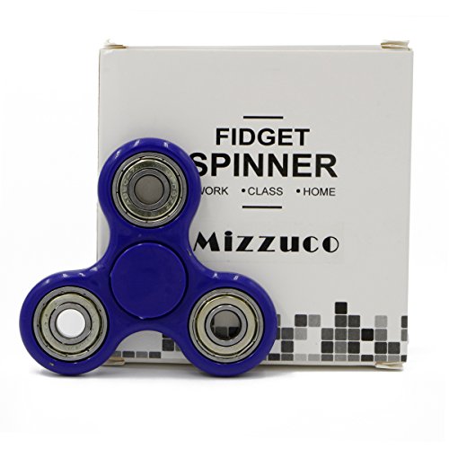 Mizzuco Miz-Toy-Tri-BS Spinner Fidget Stress Reducer Ultra Fast Finger Toy,Blue/Sliver
