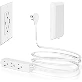 Flat Plug 3FT, JOELEW 3 Outlet Power Strip with Outlet Covers Baby Proofing, Ultra Thin Outlet Concealer for Home, Living Roo