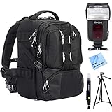 Tamrac ANVIL 17 Photo DSLR Camera and Laptop Backpack - Black (T0220-1919) w/ Flash Bundle Includes