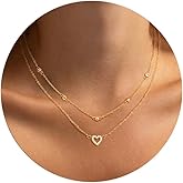 FAONDU Gold Heart Necklace for Women Dainty Layered Heart Necklace Infinity Y Necklace Trendy Minimalist Simple Small Necklace Cute Chain Choker Necklace Jewelry for Women