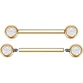 FUNLMO 2pcs Nipple Piercing Jewelry Titanium Nipple Rings Internally Threaded Tongue Rings Bridge Piercing Jewelry Nipple Barbells 14G 12-20mm