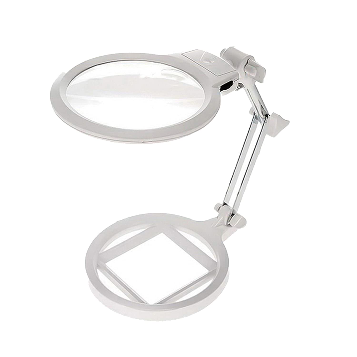 2.5 X 5X Desktop Foldable Magnifier LED Magnifying Lamp Portable Adjustable Reading Magnifying Glass Hands Free Illuminated Table Stand Magnifier with 2 LED Lamp for Reading Inspection Artist Hobby