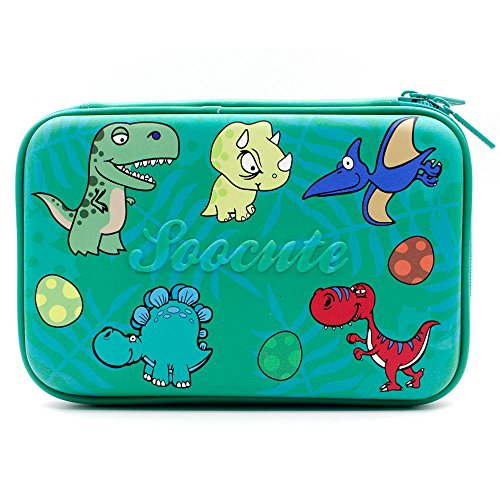 Cute Dinosaur Hardtop Pencil Case - Kids Large Colored Pen Holder Box With Compartments - Toddlers Boys Pencil Pouch Bag Stationery Organizer