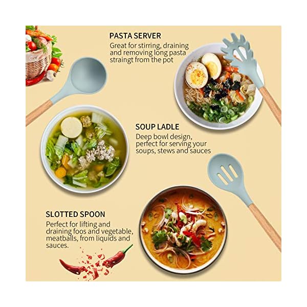 ELECTRAPICK-Kitchen-Utensil-Set-Silicone-Cooking-Utensils-11-Pieces-Cooking-Spatula-Turner-Heat-Resistant-Tools-with-Wooden-Handle-for-Nonstick-Non-Scratch-Cookware-Best-Kitchen-Tool-Gadgets ELECTRAPICK Kitchen Utensil Set Silicone Cooking Utensils - 27 Pieces Cooking Spatula Turner Heat Resistant Tools with…