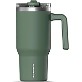 Hydrapeak Voyager 25 Oz Stainless Steel Tumbler with Handle, Insulated Water Bottle With Straw & Lid, Cupholder Friendly Reusable Travel Mug (Sage Leaf)