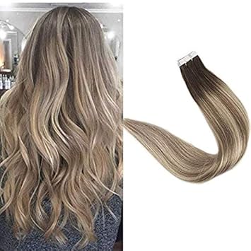Amazon Com Full Shine 20 Blonde Balayage Human Hair Extensions