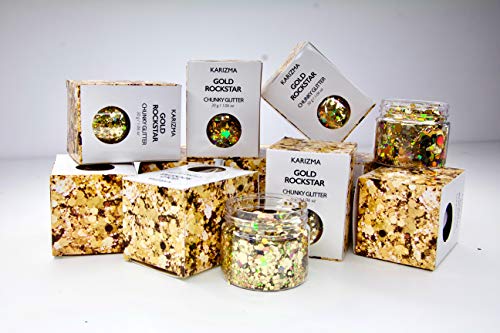 Gold Rockstar Chunky Glitter ✮Large 30g Jar KARIZMA BEAUTY ✮ Festival Glitter Cosmetic Face Body Hair Nails
