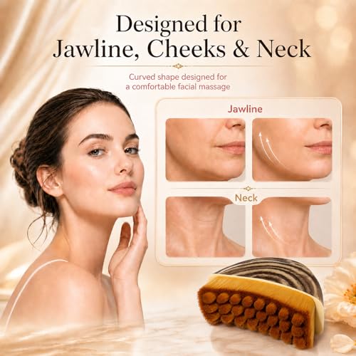 Lymphatic Contour Face Brush, Soft Gua Sha for Lymphatic Drainage Massager -Anti-Puffiness, Lift, Chin & Jawline Sculpting, Dry Face Brush for Ergonomically Designed to Fit The Skin Precisely