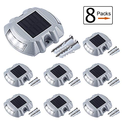 Solar Dock Light APONUO 8-Pack Pathway Lights Solar Dock Lights Led Step Road Driveway Light Wireless Waterproof Outdoor Warning Step Lights for Driveway Garden Walkway Backyard Step