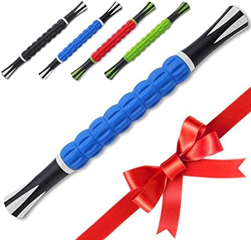 Massage Stick | Massage Roller Stick | Muscle Roller Stick by ZinFit | Durable Massage Roller Back Massage Stick With Anti Slip Handles | For Back Pain Relief, Sore Neck, Tight Back (Blue)
