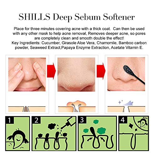SHILLS Blackhead Remover 3 Step Kit, Black Mask Peel Off, Purifying Charcoal Sebum Softener, Pore Minimizing Toner, Peel Strip Mask, Acne Black Mud Facial Masks (Kit) - Thumbnail 2