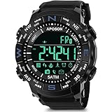 Aposon Mens Sport Watch Smart Bluetooth Watch Pedometer Calories LED Digital Watch Fitness Running Bracelet Chronograph Alarm Wristwatches Fashion Military Army Watch On Sale 50M Waterproof-Black