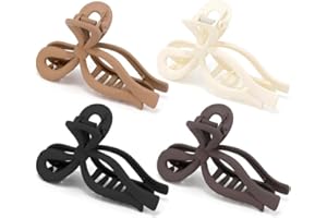 Large Bow Claw Clips - 4Pcs Strong Hold Hair Clips, Elegant Stylish Hair Claw for Women