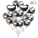 18" Heart Balloons Foil Balloons Mylar Balloons for Party Decorations Party Supplies, 20 Pieces (Silver)