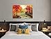 Moyedecor Art - Autumn Red Trees Forest Mountain Waterfall Canvas Print Paintings For Wall And Home Décor Office Gifts Art Ready to Hang(Size:30