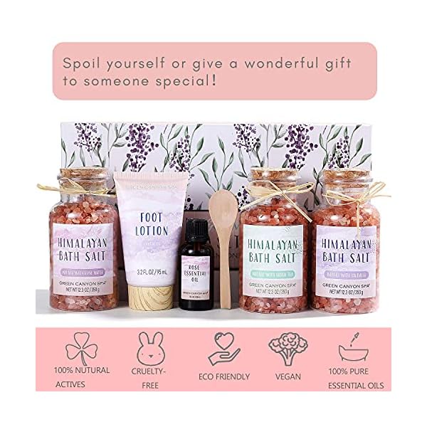 Pink-Himalayan-Bath-Salt-Gift-Set-with-Rose-Essential-Oil-Moisturize-Foot-Lotion-Body-Foot-Soak-for-Cleanse-Revitalize-and-Soothes-Skin-3-350g-Foot-Salts-Relaxing-Spa-Gift-for-Women Himalayan Bath Salts Foot Soaks Gift Set with Rose Essential Oil & Moisturize Foot Lotion, Relaxing Spa Gift for Women…