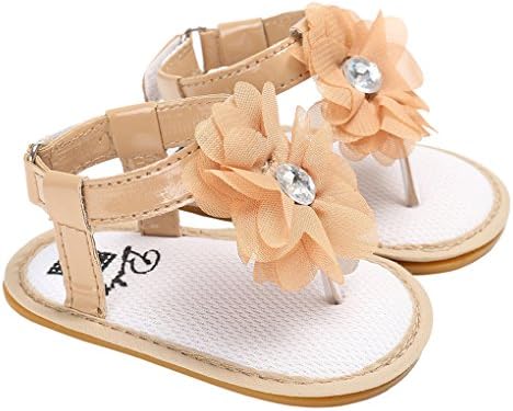 lakiolins Baby Girls Summer Flowers T-Straps Flip Flops Beach Flat Sandals Beach Shoes