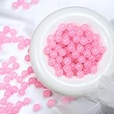 Jabrand 145pcs Glass Beads, 8mm Glass Beads for Barcelet and Jewelry Making DIY Crafts (Pink)