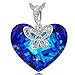 J.NINA Jewelry Gifts for Mom Butterfly Necklace Gifts with Blue Crystal CZ Fine Fashion Costume Jewellery Gifts for women Birthday for Her Ladies Girls Girlfriend Wife Sister Mother