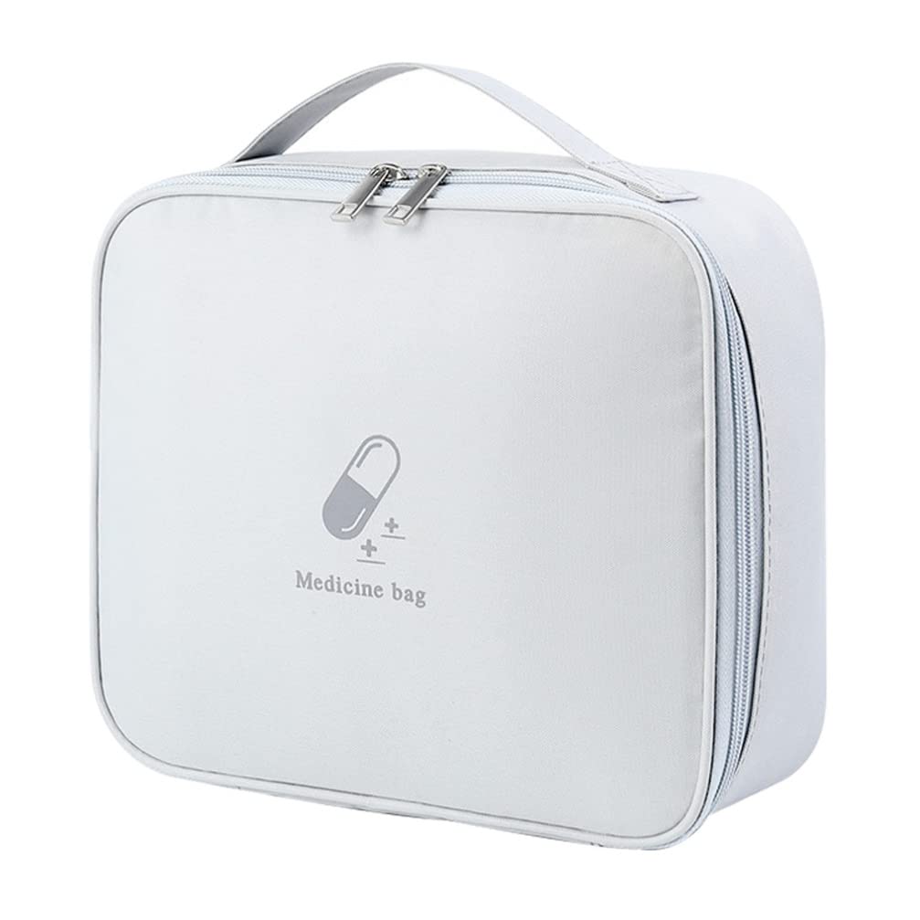 Healeved Handbag Essentials Bag Medication Organizer Emergency Empty Pouch Carrier Oxford Cloth Bag Emergency Storage Bag Medicine Container Cosmetic Organizer White MDF