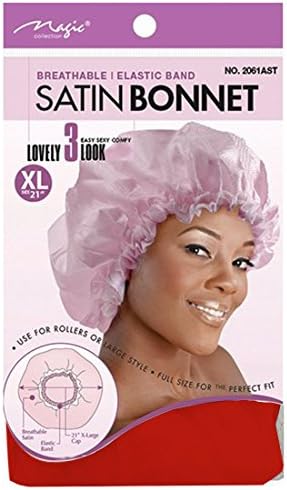 Magic X-Large 21'' Breathable Satin Bonnet with Elastic Band Red