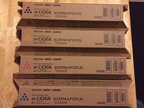 OEMatch Ricoh AFICIO SP C430A C430DN High Yield Toner Bundle Set 821105, 821106, 821107, 821108, BCYM Sealed In Retail Packagin