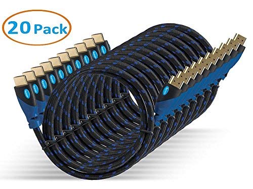 Aurum Ultra Series - High Speed HDMI Cable with Ethernet - 20 pack 6 FT - Supports 3D & Audio Return Channel - Full HD [Latest Version] - 6 Feet - 20 Pack
