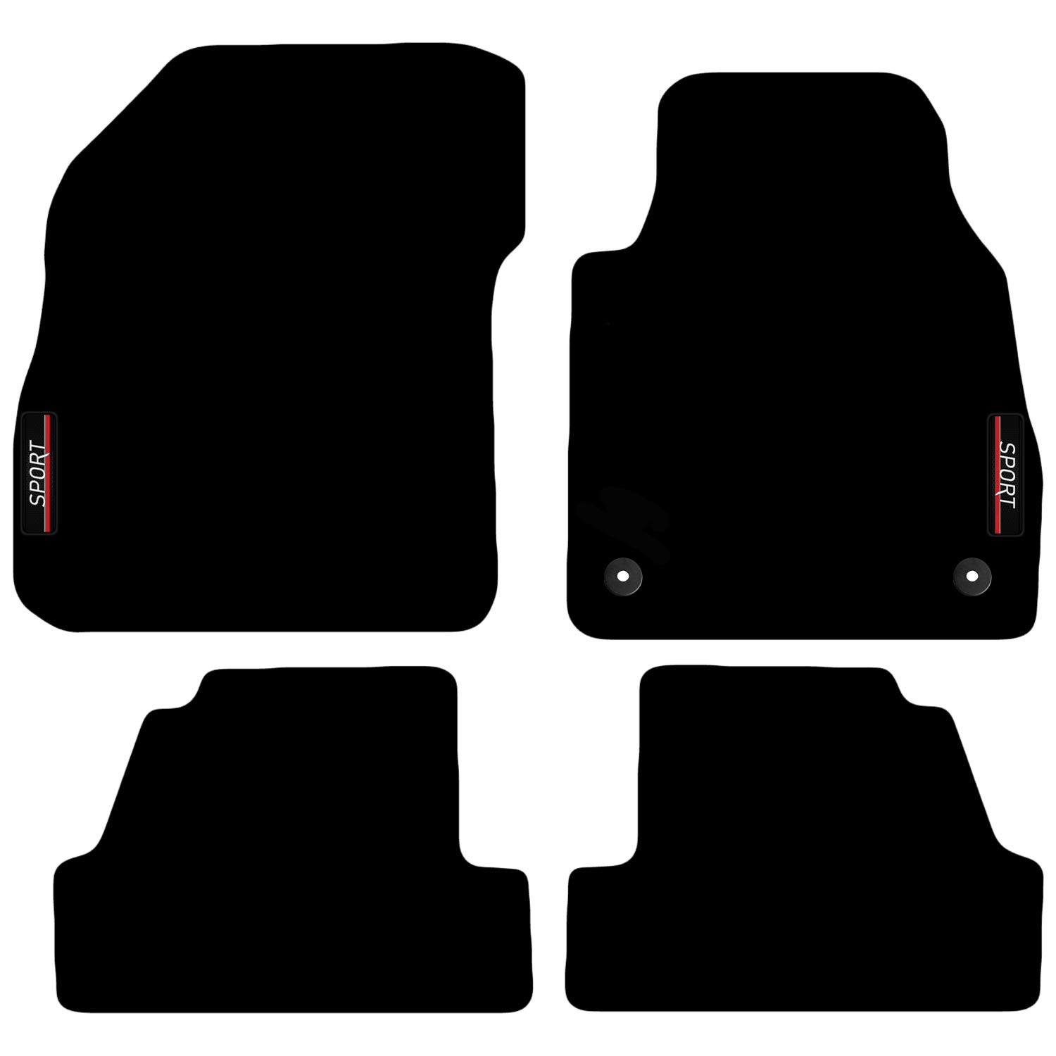 Carsio Carpet Car Mats For Vauxhall Mokka/X 2012 to 2020 with Sport logo Tailored Fit Floor Mat Complete Accessory Custom Fitted - All Weather, Anti-Slip Backing & Black Trim