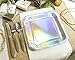 Juvale 48 Pack of Silver Iridescent Party Plates, Square with Holographic Foil (9-Inch) - Iridescent Plates